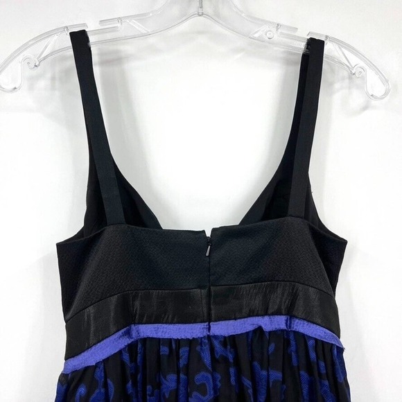 Nicole Miller Collection Womens 0 Silk Blend Blue Scroll Overlay Dress Cocktail - Picture 6 of 7